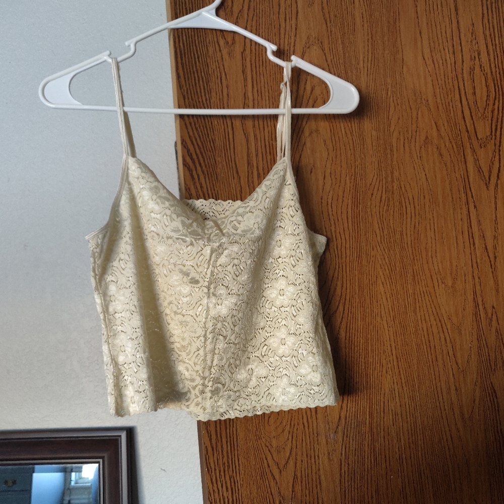 Off white all lace cropped tank top